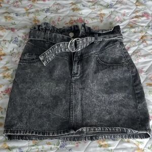 Women's H&M Acid Wash Black Denim Skirt 100% Cotton